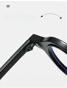 Detail of durable texture hinge with metal screws on retro round black glasses frame