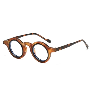 Retro round tortoise shell eyeglasses frame with thick PC temples for men and women