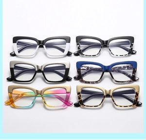 Collage of cat eye glasses frames in various colors including leopard and marble patterns