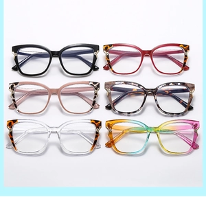 Detailed grid showing multiple color options of cat-eye frames with metal accents