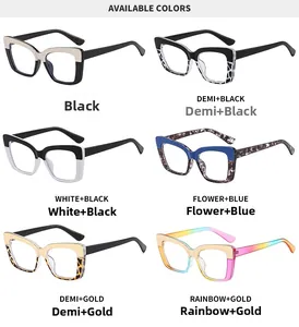 Selection of six stylish cat-eye glasses frames in multiple colors and patterns