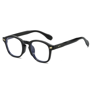 Retro Round Frame Anti Blue Light Glasses PC Frame Boston Style Metallic Wing Decor Fashion Eyeglasses For Women Men