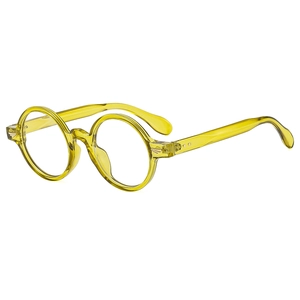 Vintage oval lime green transparent eyewear with decorative rivets and clear lenses