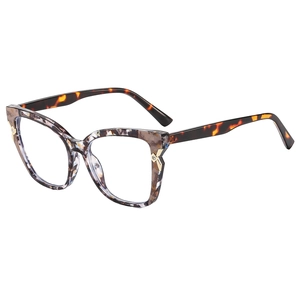 Chic tortoiseshell cat eye glasses frames with gold hinge details and blue light lenses