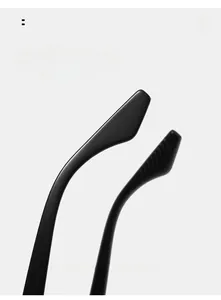 Detail of ergonomic curved black glasses temples for comfortable fit and anti-slip grip