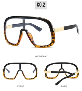 Detailed views of retro square frames with black and tortoiseshell splicing and gold accents