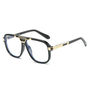 Oversized Pilot Eyeglasses Frames Fashion PC Metal Anti-Blue Light Plain Lenses Unisex High Quality Fashionable Eyewear