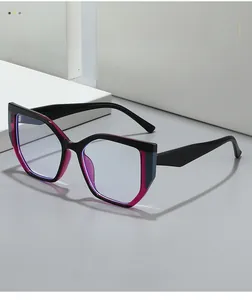 Detail of cat-eye TR90 frames with stylish black and pink translucent color blocking