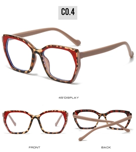 Detail view of tortoiseshell cat-eye glasses with brown matte temples and frame texture