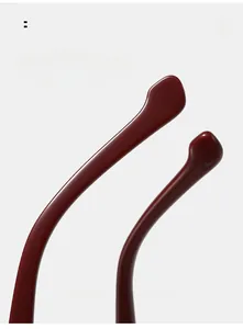 Detail showing curved mirror legs of dark red TR90 glasses for comfortable wearing