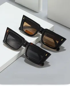 Macro detail of SZ1006 retro sunglasses showing CE mark and gold metal accents