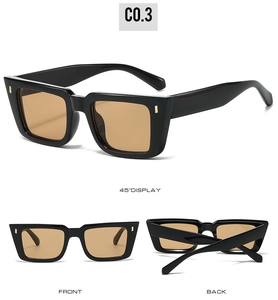 Three views of vintage square sunglasses with tortoiseshell lenses and gold accents