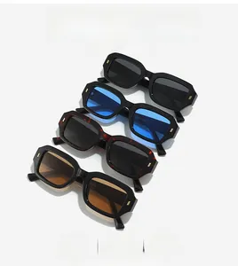Retro square sunglasses collection featuring thick frames and golden rivet details