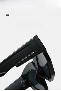 Detail view of glossy black cat-eye sunglasses with lightweight and flexible wide frames