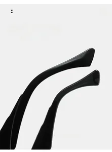 Detail view of curved black sunglass legs with ergonomic design for comfortable wear