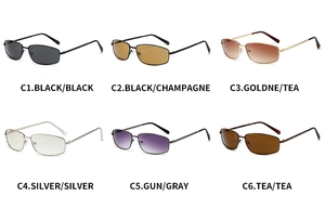 Comparaison de six lunettes de soleil vintage à monture métallique en plusieurs couleurs