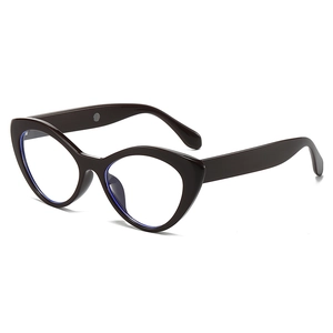 Cat eye glasses frames in dark brown tortoise finish with blue light blocking lenses