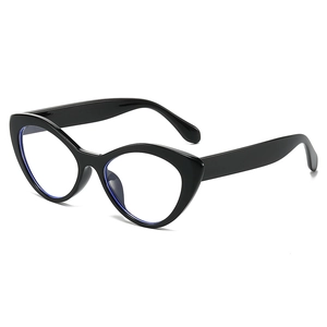 Classic black cat-eye anti-blue light glasses with a glossy thick frame for women