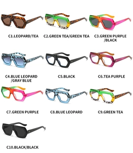 Collezione di occhiali da sole esagonali oversize e lenti piatte in vari colori trendy