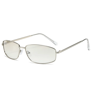 Lunettes de soleil rétro à monture métallique argentée et verres transparents pour femme