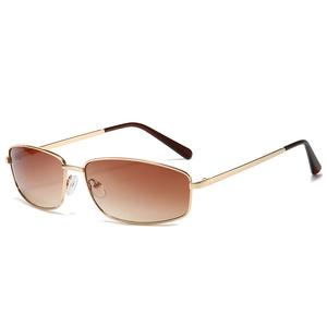 Lunettes de soleil rétro à monture dorée avec verres dégradés marron pour femmes