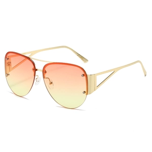 Classic metal semi-rimless sunglasses with gold frames and orange gradient lenses