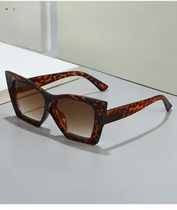 Macro shot of tortoiseshell cat-eye sunglasses with thick frames and gradient lenses