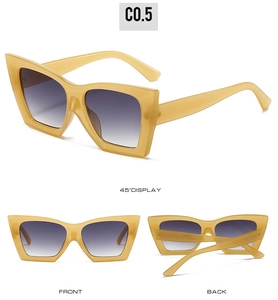Detailed view of cat eye sunglasses showing front, back, and 45-degree angle display