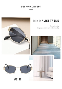 Detail der geometrischen Rhombus-Sonnenbrille #2181 mit goldenem Metallrahmen und Gläsern
