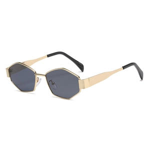 Mode Sechseck Geometrische Metallrahmen Sonnenbrille UV400 Retro Kleine Rhombus Brillen Trendige Outdoor Brille Damen