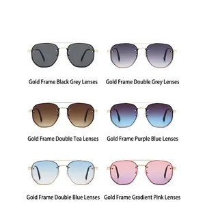 Steampunk aviator sunglasses with metal frames in six assorted lens colors