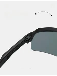 Detail of durable texture hinge on matte black sunglasses for smooth folding