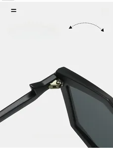 Detail of durable metal hinges on polygon sunglasses for smooth folding and stability