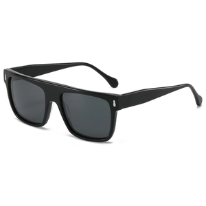 Classic black square polarized sunglasses with silver rivets for men and women