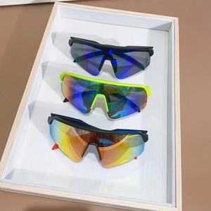 Outdoor sports cycling sunglasses set featuring colorful reflective lenses and durable frames