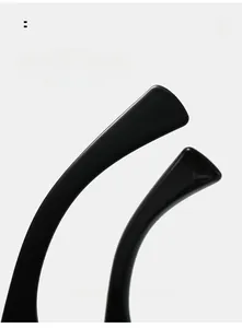 Detail of the ergonomic curved temple tip of square black sunglasses for comfortable wear