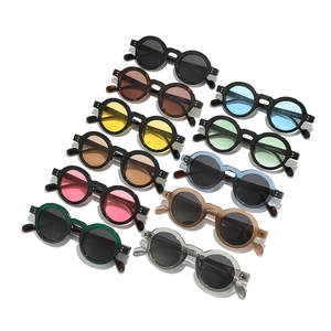 Retro small round frame sunglasses for men and women in various trendy colors with UV protection