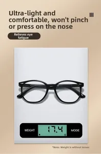 Detail shot of lightweight vintage oval frame glasses weighing 17.4g on a digital scale