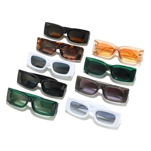 Classic rectangle frame sunglasses set in multiple trendy candy colors for street style