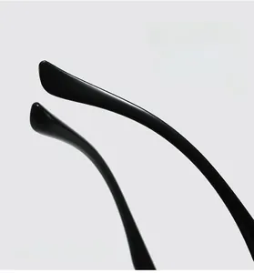 Macro detail of ergonomic black anti-slip rubber sleeves for glasses temple arms