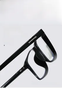Detail view of reinforced silver hinges on ultra-light TR90 square frame glasses