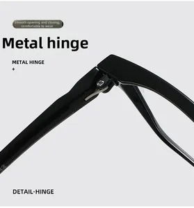 Close-up detail of durable metal hinge on lightweight TR90 reading glasses frame