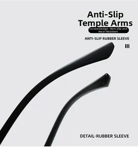 Detail showing curved anti-slip rubber temple tips for TR90 reading glasses
