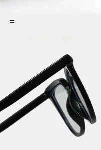Macro detail of high-elasticity hinges on lightweight black oversized square glasses