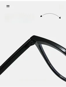Close-up detail of durable metal hinges on glossy black large frame glasses