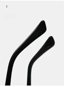 Macro shot of curved ergonomic temples and glossy finish on stylish browline glasses