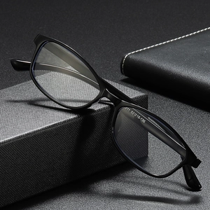 Classic full-frame TR90 blue light blocking reading glasses for seniors in shiny black
