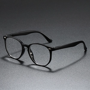 Classic retro oval black frame reading glasses with comfortable spring hinge temples