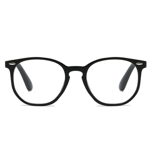 Classic retro oval black frame reading glasses with silver rivets and spring hinges