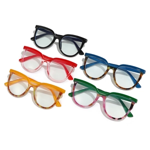 Fashionable oversized blue light blocking glasses frames in five distinct colors and textures
